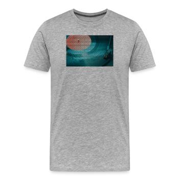 Schallplattenspieler im Dreicksmuster - Männer Premium Bio T-Shirt - Grau meliert - Vorne - Damien (186cm)