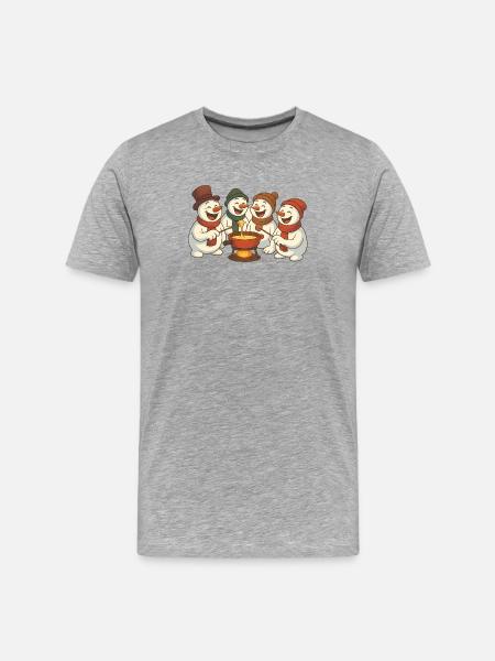 Winter men around a Savoyard fondue - Men's Premium Organic T-Shirt - heather grey
