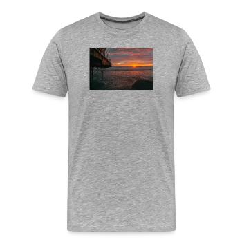 Lever du soleil Saltburn Pier à Quiet Shore - T-shirt bio Premium Homme - gris chiné - Devant - Damien (186cm)