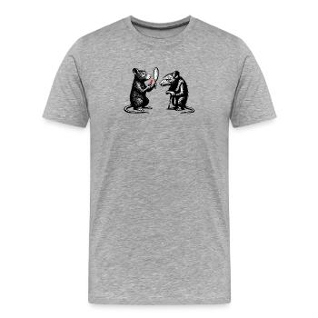 Rat Noir Miroir Duel - T-shirt bio Premium Homme - gris chiné - Devant - Damien (186cm)
