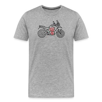 Moto GS noir rouge - T-shirt bio Premium Homme - gris chiné - Devant - Damien (186cm)