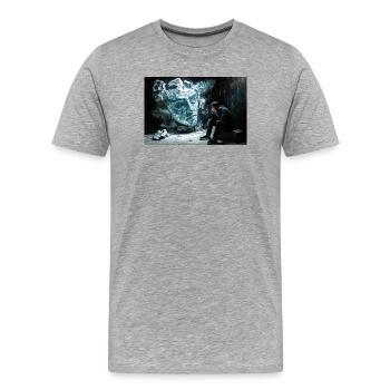 Zerbrochene Statue, nachdenklicher Mann - Männer Premium Bio T-Shirt - Grau meliert - Vorne - Damien (186cm)