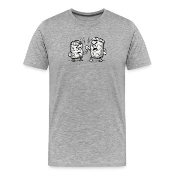 Streitende Dolma vs Golubzi - Männer Premium Bio T-Shirt - Grau meliert - Vorne - Damien (186cm)