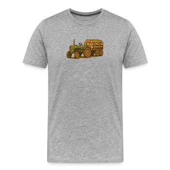 Tracteur vert avec plateau en bois - T-shirt bio Premium Homme - gris chiné - Devant - Damien (186cm)