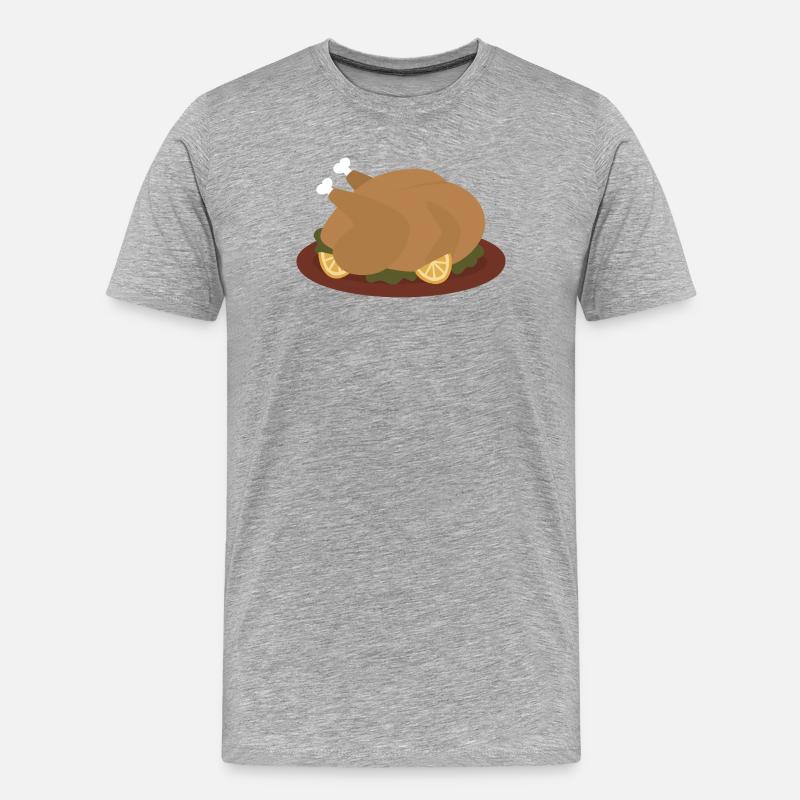 Gerösteter Truthahn mit Zitronengarnitur - Männer Premium Bio T-Shirt - Grau meliert