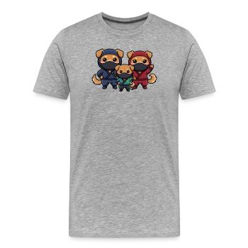 Famille ninja en look masqué - T-shirt bio Premium Homme - gris chiné - Devant - Damien (186cm)