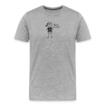 Bro Est 2025 Cartoon Character - Men's Premium Organic T-Shirt - heather grey - Front - Damien (186cm)