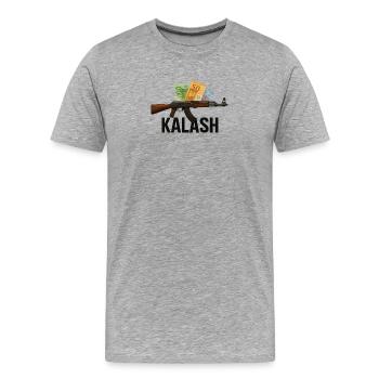 Kalash et Billets - T-shirt bio Premium Homme - gris chiné - Devant - Damien (186cm)
