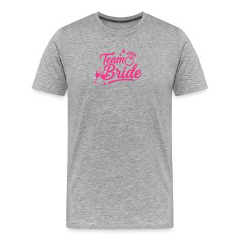 Équipe Mariée Diamant Rose - T-shirt bio Premium Homme - gris chiné - Devant - Damien (186cm)