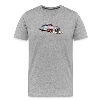Voiture de course 51 Voiture rétro vintage - T-shirt bio Premium Homme - gris chiné - Devant - Damien (186cm)