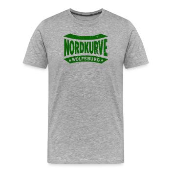 Wolfsburg Nordkurve Stadion Fan Hoodie, tasche - Männer Premium Bio T-Shirt - Grau meliert - Vorne - Damien (186cm)