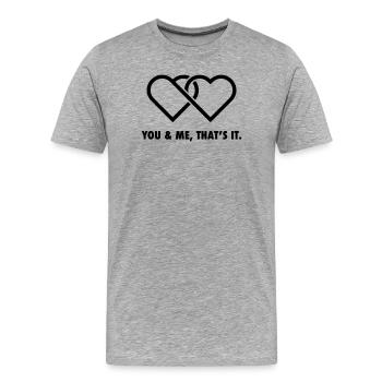 Valentine des cœurs liés - Toi et moi noir - T-shirt bio Premium Homme - gris chiné - Devant - Damien (186cm)