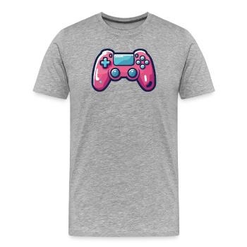 Gamer, Videospiel-Leidenschaft, Gamepad - Männer Premium Bio T-Shirt - Grau meliert - Vorne - Damien (186cm)