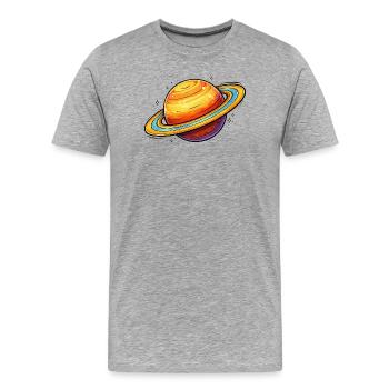 Planète Saturne - T-shirt bio Premium Homme - gris chiné - Devant - Damien (186cm)