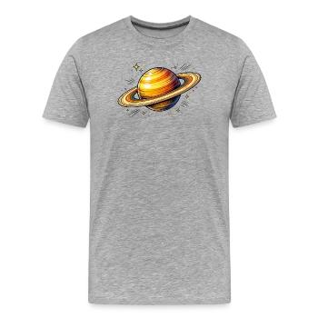 Planet Saturn - Men's Premium Organic T-Shirt - heather grey - Front - Damien (186cm)