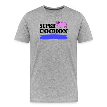 SUPER-PIG - Männer Premium Bio T-Shirt - Grau meliert - Vorne - Damien (186cm)