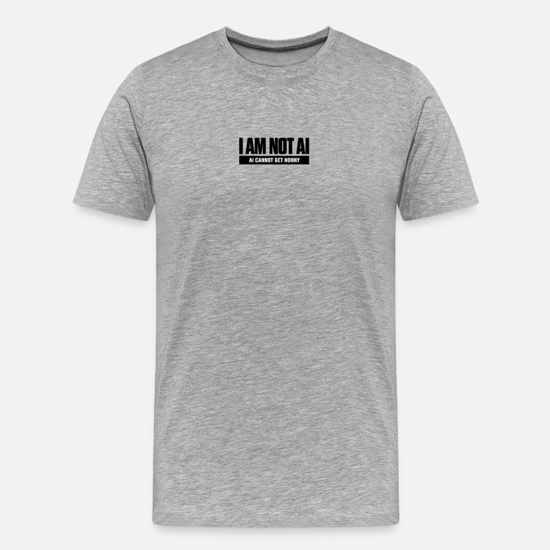 AI Cannot Get Horny - Männer Premium Bio T-Shirt - Grau meliert