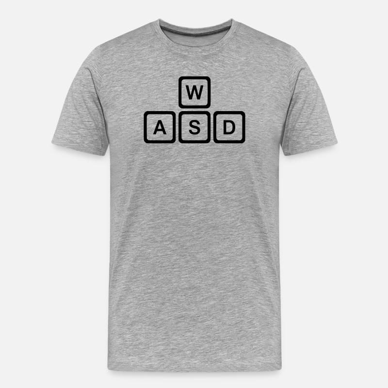 WASD Keys, PC Gaming Nerd Vector - T-shirt bio Premium Homme - gris chiné