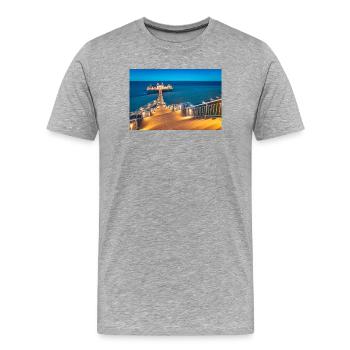 Seebrücke in Sellin auf Insel Rügen - Männer Premium Bio T-Shirt - Grau meliert - Vorne - Damien (186cm)