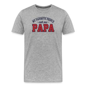 Papa - Männer Premium Bio T-Shirt - Grau meliert - Vorne - Damien (186cm)