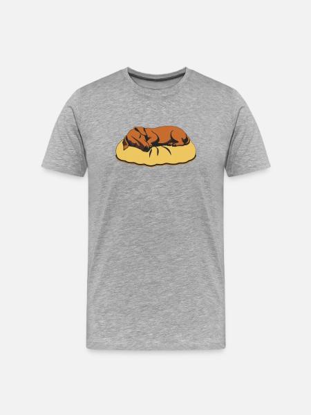 Teckel endormi - T-shirt bio Premium Homme - gris chiné