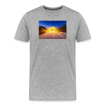 Flaming Steel Wool	 - Men's Premium Organic T-Shirt - heather grey - Front - Damien (186cm)