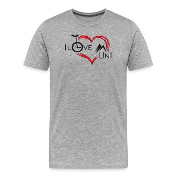 Unicycle | Descendance freestyle en monocycle - T-shirt bio Premium Homme - gris chiné - Devant - Damien (186cm)