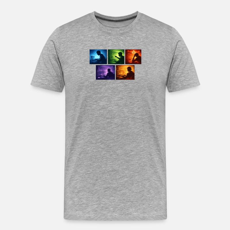 Ombre de code multi-écran - T-shirt bio Premium Homme - gris chiné