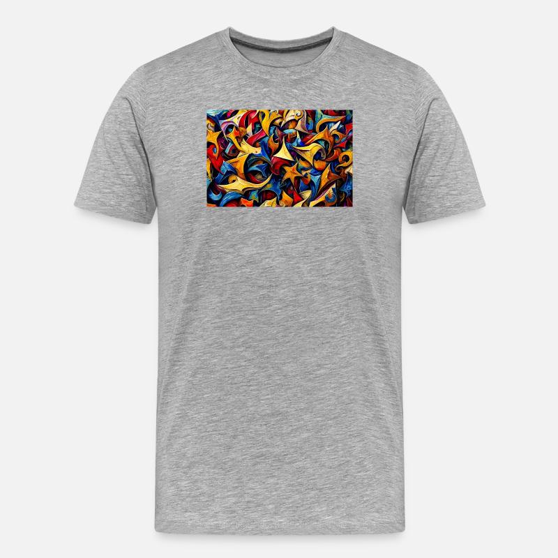 Bunte Sternformen Abstrakt - Männer Premium Bio T-Shirt - Grau meliert