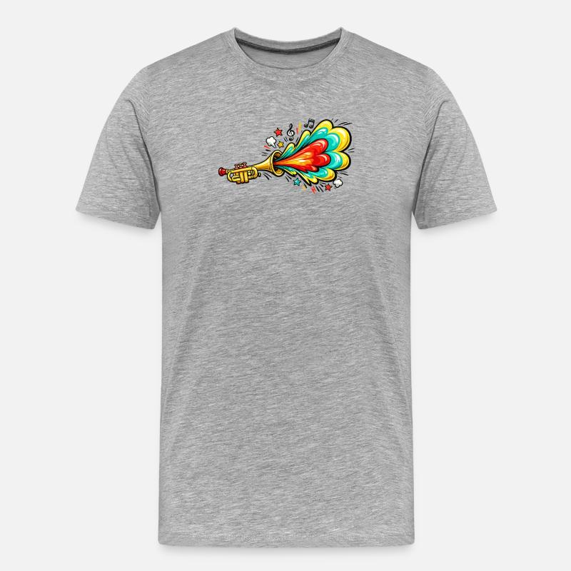 Bunte Trompete Farbexplosion - Männer Premium Bio T-Shirt - Grau meliert