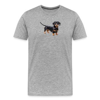 Teckel noir avec des accents rouges - T-shirt bio Premium Homme - gris chiné - Devant - Damien (186cm)
