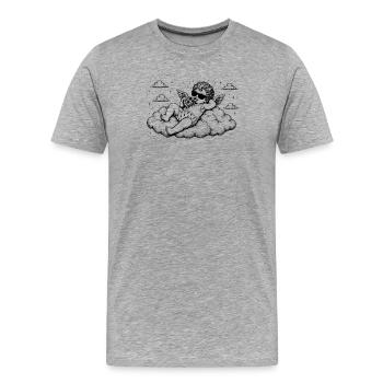 Un chérubin frissonne avec une pizza sur un nuage - T-shirt bio Premium Homme - gris chiné - Devant - Damien (186cm)