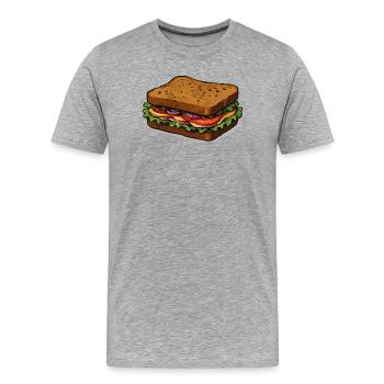 Sandwich Illustration - Männer Premium Bio T-Shirt - Grau meliert - Vorne - Damien (186cm)
