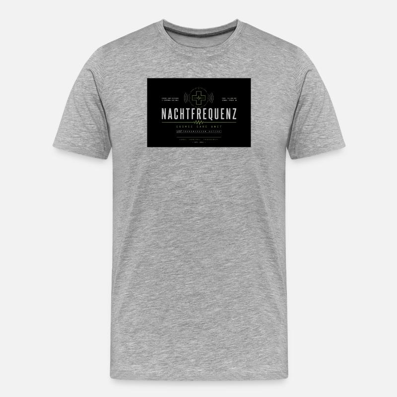 Nachtfrequenz Cosmic Care - Männer Premium Bio T-Shirt - Grau meliert