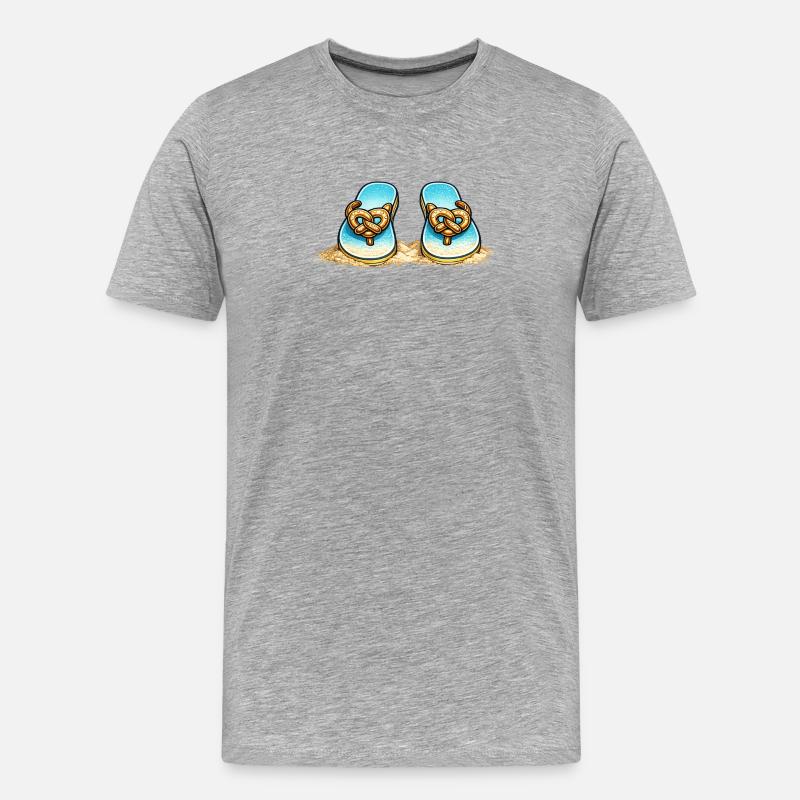 Blue Pretzel Bow Beach Flip-Flops - Männer Premium Bio T-Shirt - Grau meliert