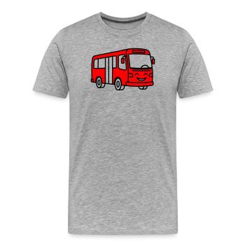 Dessin animé de bus - T-shirt bio Premium Homme - gris chiné - Devant - Damien (186cm)