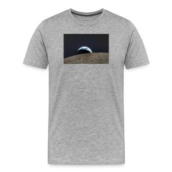 Terre sur la surface lunaire - T-shirt bio Premium Homme - gris chiné - Devant - Damien (186cm)