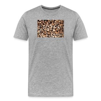 Rustikaler Holzstapel Brennholz Poster - Männer Premium Bio T-Shirt - Grau meliert - Vorne - Damien (186cm)