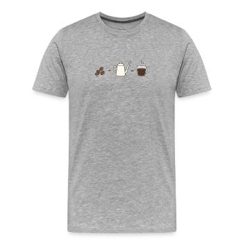Recette de café - T-shirt bio Premium Homme - gris chiné - Devant - Damien (186cm)