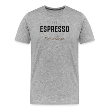 Espresso selbst - Männer Premium Bio T-Shirt - Grau meliert - Vorne - Damien (186cm)