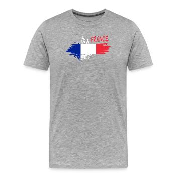 Französische Flaggenbrush - Männer Premium Bio T-Shirt - Grau meliert - Vorne - Damien (186cm)
