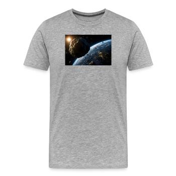 Astéroïde cinématographique approchant de la planète Terre - T-shirt bio Premium Homme - gris chiné - Devant - Damien (186cm)