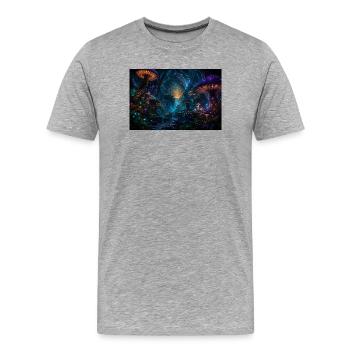 CYMATRIX TECHNOLOGIES Forêt fongique néon des luminaires - T-shirt bio Premium Homme - gris chiné - Devant - Damien (186cm)