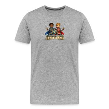 Beste Freunde Ritterduo - Männer Premium Bio T-Shirt - Grau meliert - Vorne - Damien (186cm)