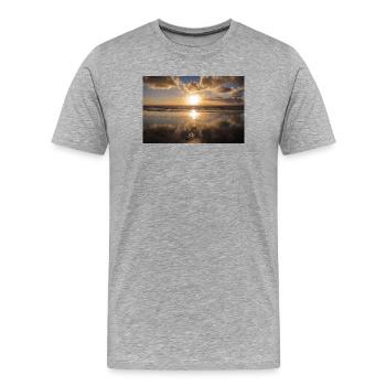 Sonnenuntergang Strand Søndervig in Dänemark - Männer Premium Bio T-Shirt - Grau meliert - Vorne - Damien (186cm)