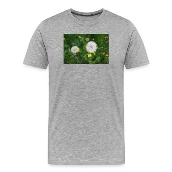 Löwenzahnpuff im Frühlingsfeld - Männer Premium Bio T-Shirt - Grau meliert - Vorne - Damien (186cm)