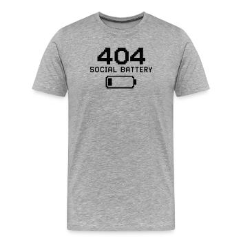404 Soziale Batterie - Männer Premium Bio T-Shirt - Grau meliert - Vorne - Damien (186cm)