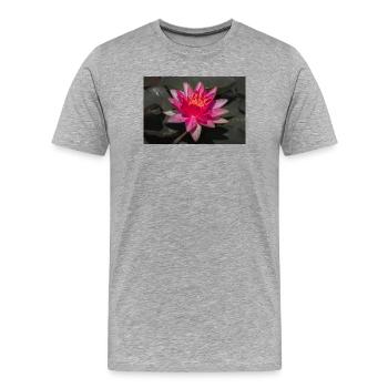 Seerose in Blüte - Nahaufnahme - Männer Premium Bio T-Shirt - Grau meliert - Vorne - Damien (186cm)