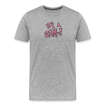 C’est un design typographique rétro de filles - T-shirt bio Premium Homme - gris chiné - Devant - Damien (186cm)