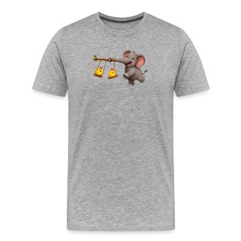 Aventure de balançoire éléphant et poussin - T-shirt bio Premium Homme - gris chiné - Devant - Damien (186cm)